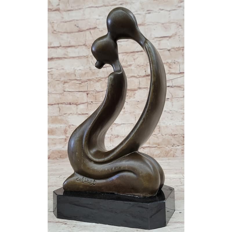 Abstract Bronze Sculpture Of A Couple Kissing - Love Romance Original Art