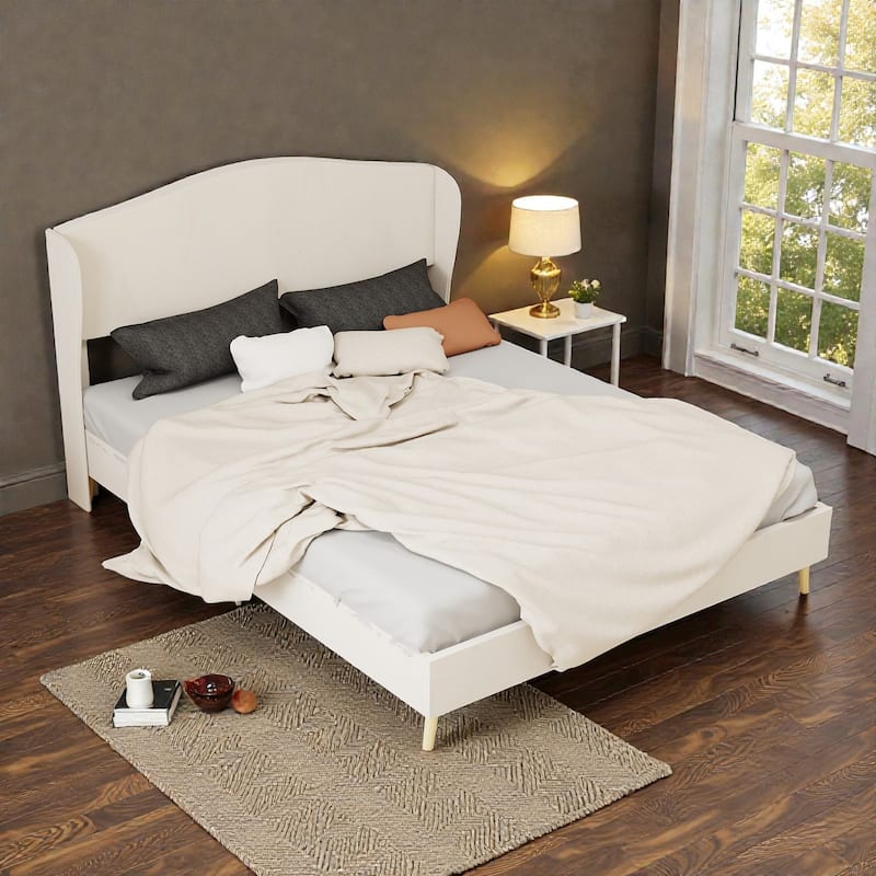 Velvet Upholstered Bed Frame with Tufted Headboard, Luxury Platform Bed for Master Bedroom