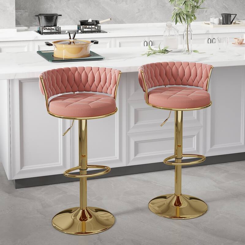 VECELO Set of 4 Bar Stools Adjustable Swivel with Metal Frame Modern Bar Stools with Back for Dining Room