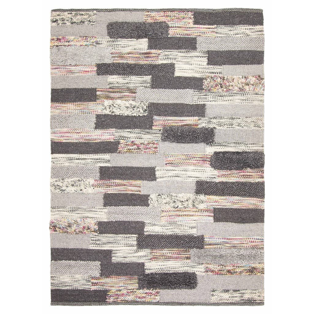 ECARPETGALLERY Braid weave Sienna Grey Wool Rug - 5'8 x 7'9