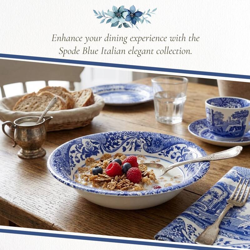 Spode Blue Italian Ascot Cereal Bowl - 8-Inch