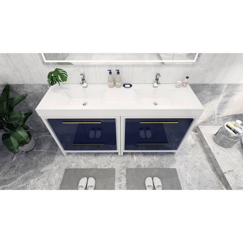 Dove 72'' Freestanding Vanity with Double Reinforced Acrylic Sink