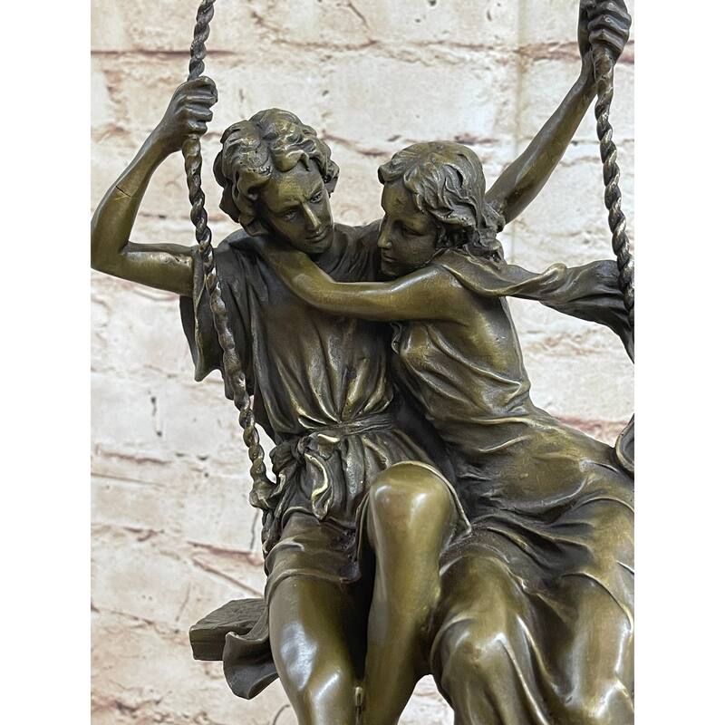 Hand Made Perfect Valentine Gift Couple In Love On Swing Set Bronze Figurine Lrg
