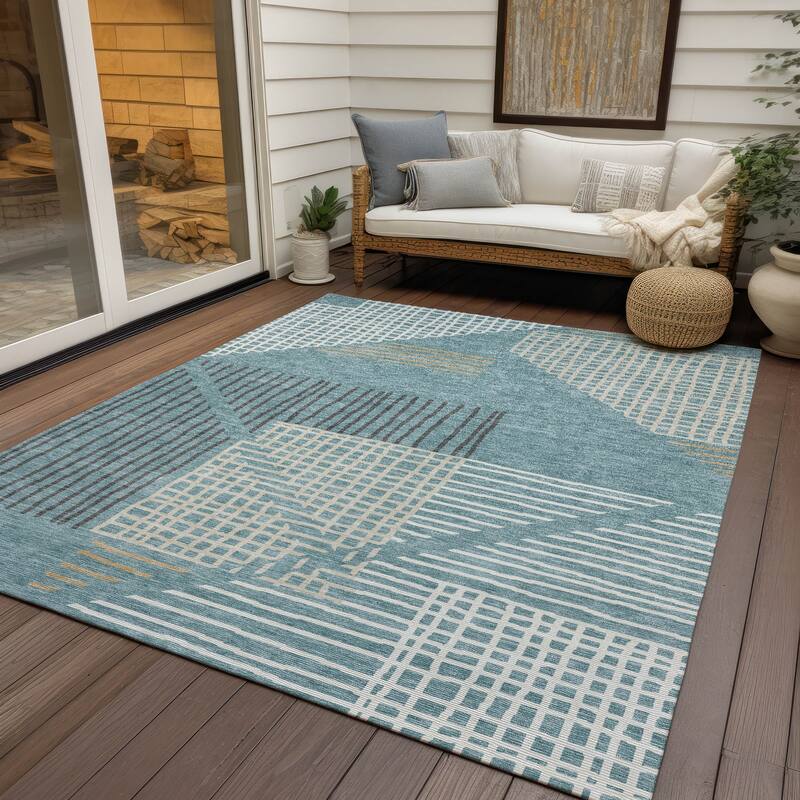 Machine Washable Indoor/ Outdoor Casual Contemporary Chantille Rug