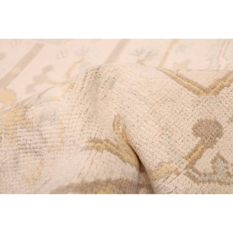 ECARPETGALLERY Hand-knotted Royal Oushak Ivory Wool Rug - 9'0 x 8'10