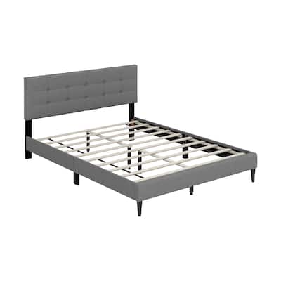 Upholstered Platform Bed with Button Tufted Headboard