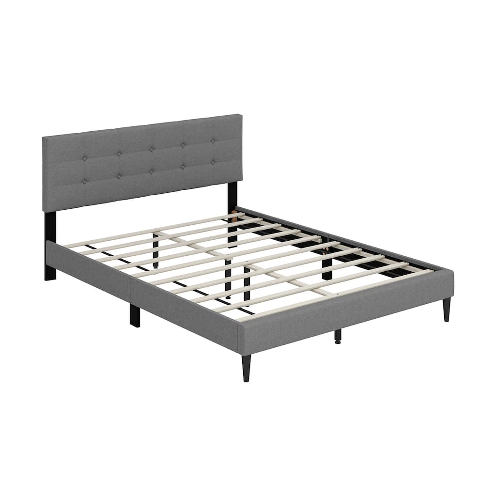 Upholstered Platform Bed with Button Tufted Headboard