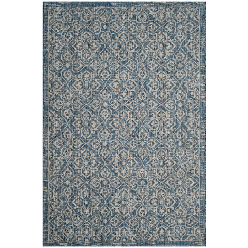 SAFAVIEH Courtyard Kokkie Indoor/ Outdoor Waterproof Backyard Patio Rug - 5'3" x 7'7" - Dark Grey/Light Grey