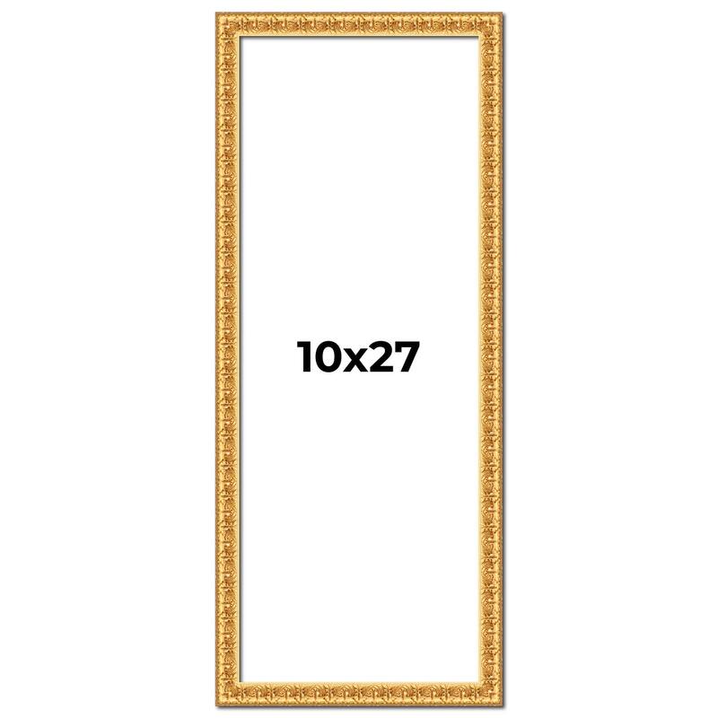 10x27 Frame Gold Real Wood Picture Frame Width 1 inches | Interior