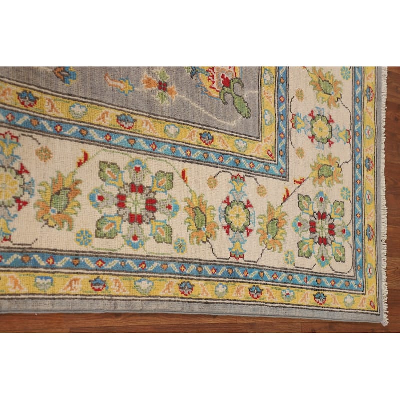 Floral Oushak Oriental Area Rug Hand-Knotted Wool Carpet - 6'6" x 9'8"