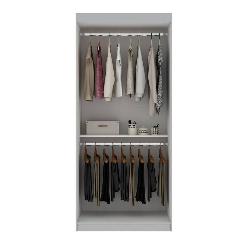 Manhattan Comfort Mulberry 35.9 Open Double Hanging Modern Wardrobe Closet with 2 Hanging Rods