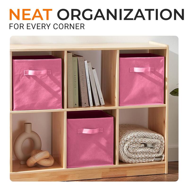 Cheer Collection 6 Pack Fabric Storage Cubes with Dual Handles Collapsible Organizer Bins