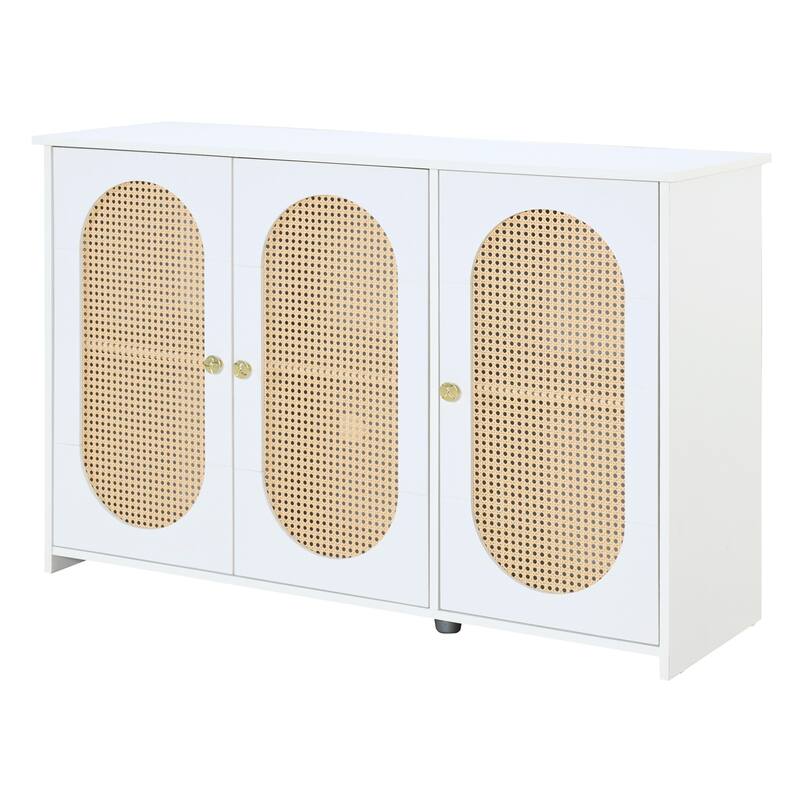 Oval Rattan Doors Sideboard with Adjustable Shelves