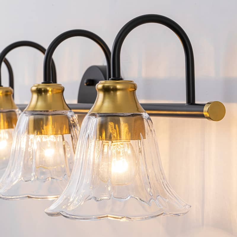 Modern Industrial 3/4-Light Bathroom Vanity Light with Clear Glass Shades