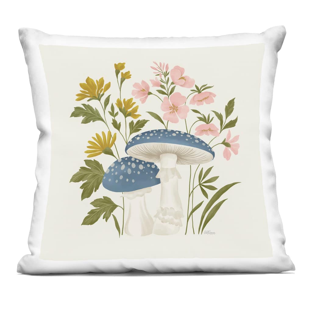 Stupell Blue Mushrooms & Wildflowers Decorative Printed Throw Pillow Design by Cat Thurman Designs