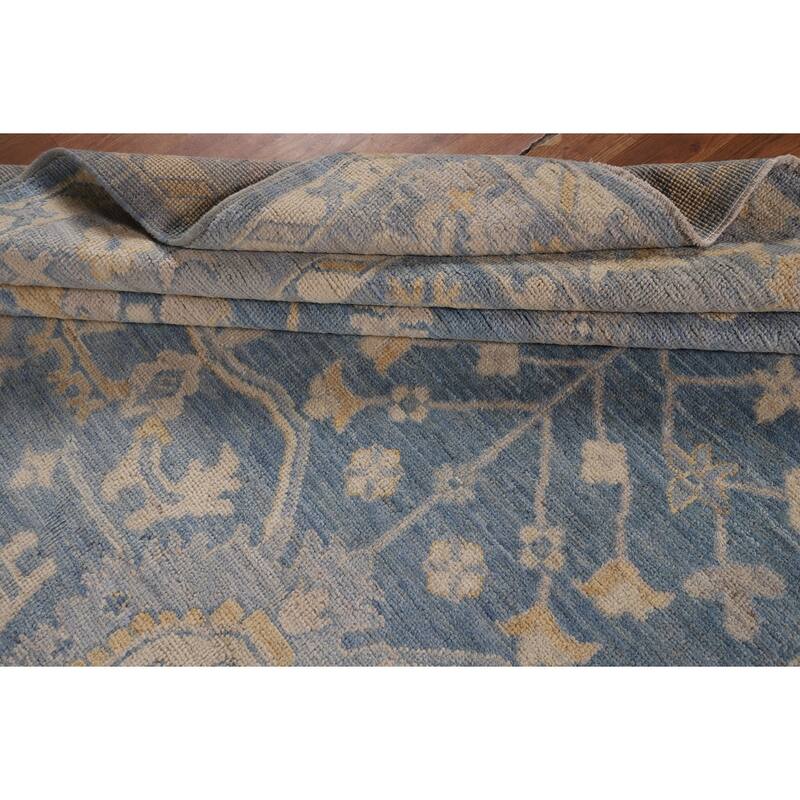 Blue Oushak Vegetable Dye Area Rug Handmade Wool Carpet - 8'2"x 10'0"