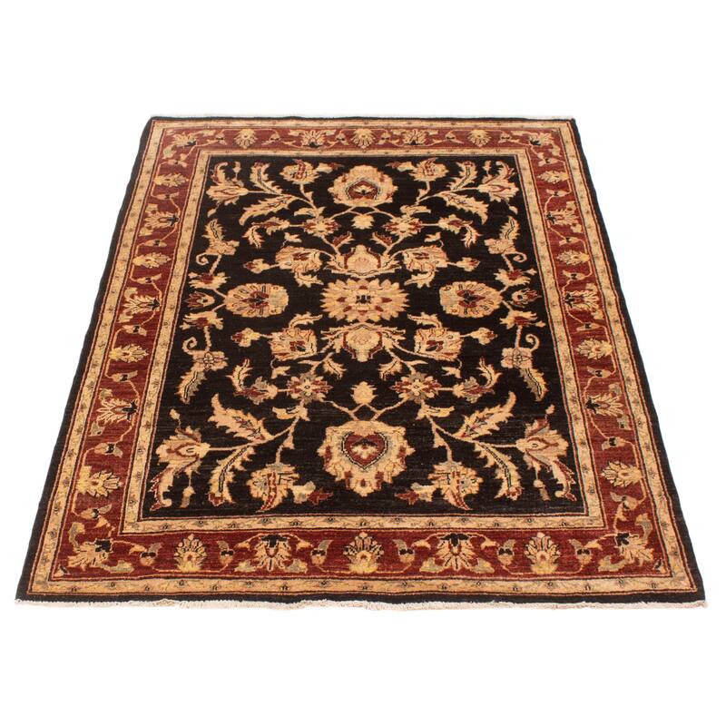 ECARPETGALLERY Hand-knotted Chobi Finest Black Wool Rug - 4'9 x 7'0