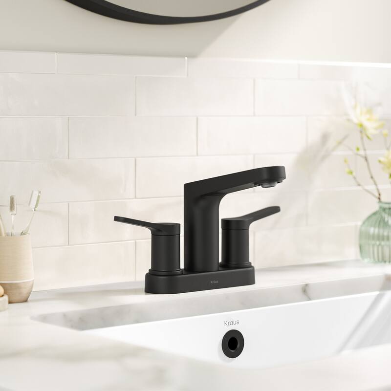 Kraus FUS-14102 Indy 1.2 GPM Centerset Bathroom Faucet with Push