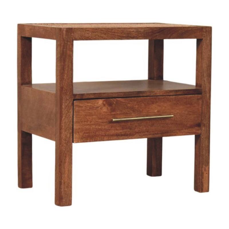 Artisan Furniture Solid Wood The Caldera Bedside Stand, Brown, 1-Shelf, 1-Drawer