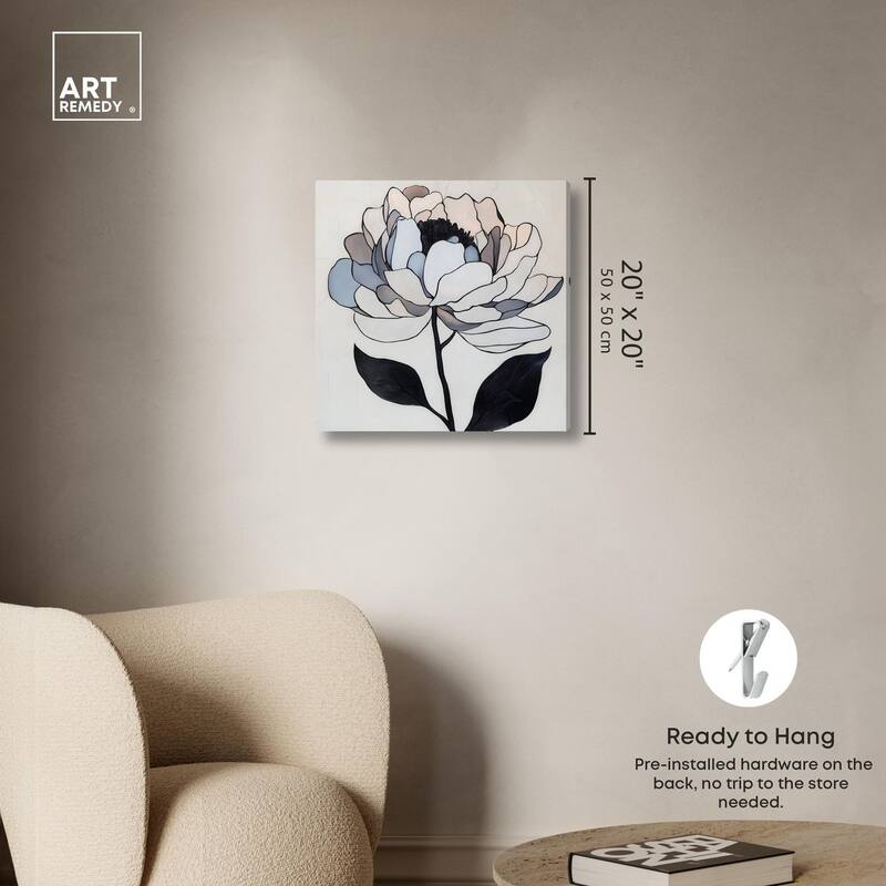 Gray Scale Flower II Canvas by Art Remedy, Gallery Wrapped