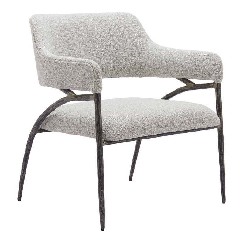HomeRoots 28" Gray And Black Fabric Arm Chair - 27.6' X '32.7' X '28