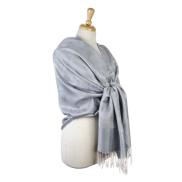 Paisley Jacquard Pashmina Shawl Wrap Scarf Stole - 28" width x 78" length with Fringes