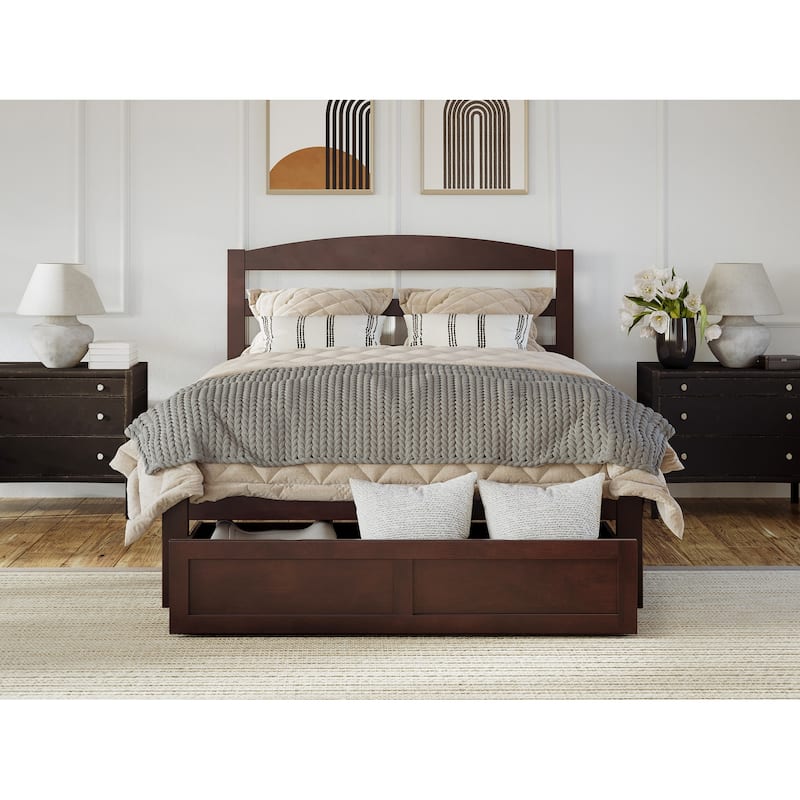 AFI Warren Platform Bed with Foot Drawer and Charging Station
