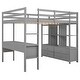 preview thumbnail 19 of 17, Full Size Loft Bed with Built-in Desk with 2 Drawers and Shelves, Grey