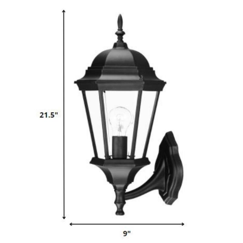 Aluminum Swing Arm Lantern Wall Light with Beveled Glass - 10” x 9” x 21.5” (D x W x H)