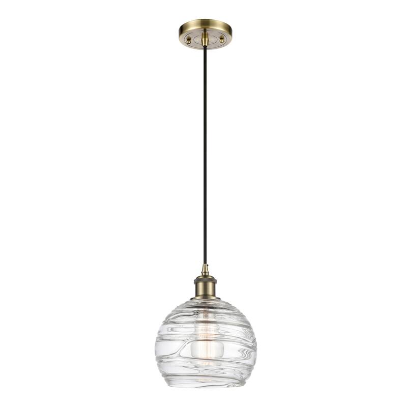 Innovations Lighting Ballston Athens Deco Swirl - 1 Light 8" Cord Hung Mini Pendant - Antique Brass
