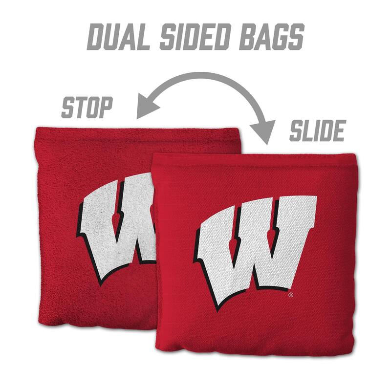 Wisconsin Badgers NCAA Dual Sided Pro Stop & Slide Cornhole Bags