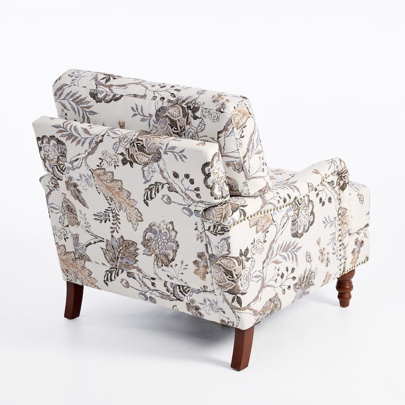 Mid Century Chenille Upholstered Accent Chair with Nailhead Trim