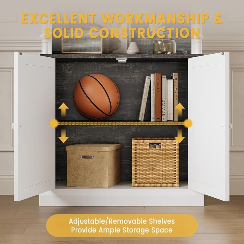 5-Tier Bookshelf Storage Cabinet with Doors Adjustable Shelves and LED Lights