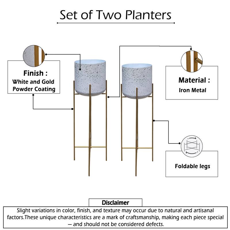 Aira Set of 2 Planters Foldable Metal Stand