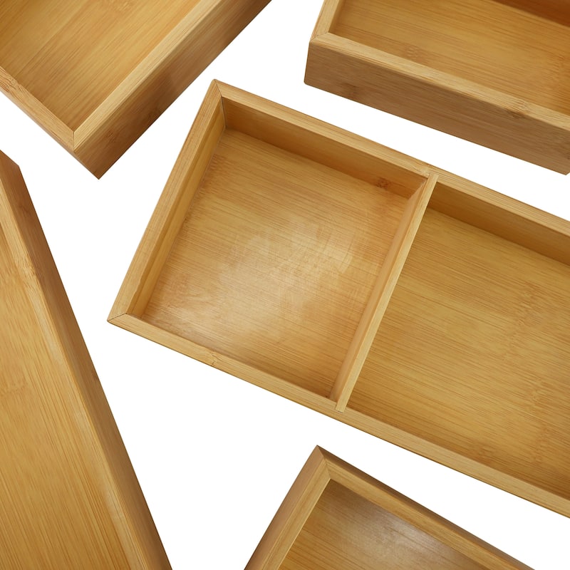 MegaChef 5 Piece Bamboo Storage and Organization Trays