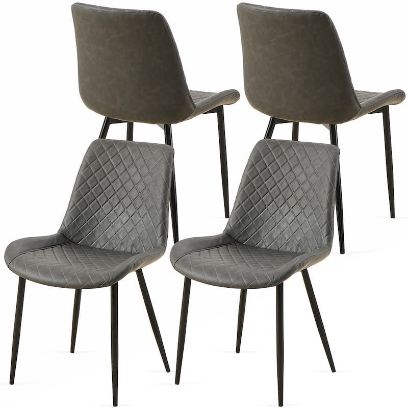 4PCS PU Armless Dining Chairs - Dark Grey