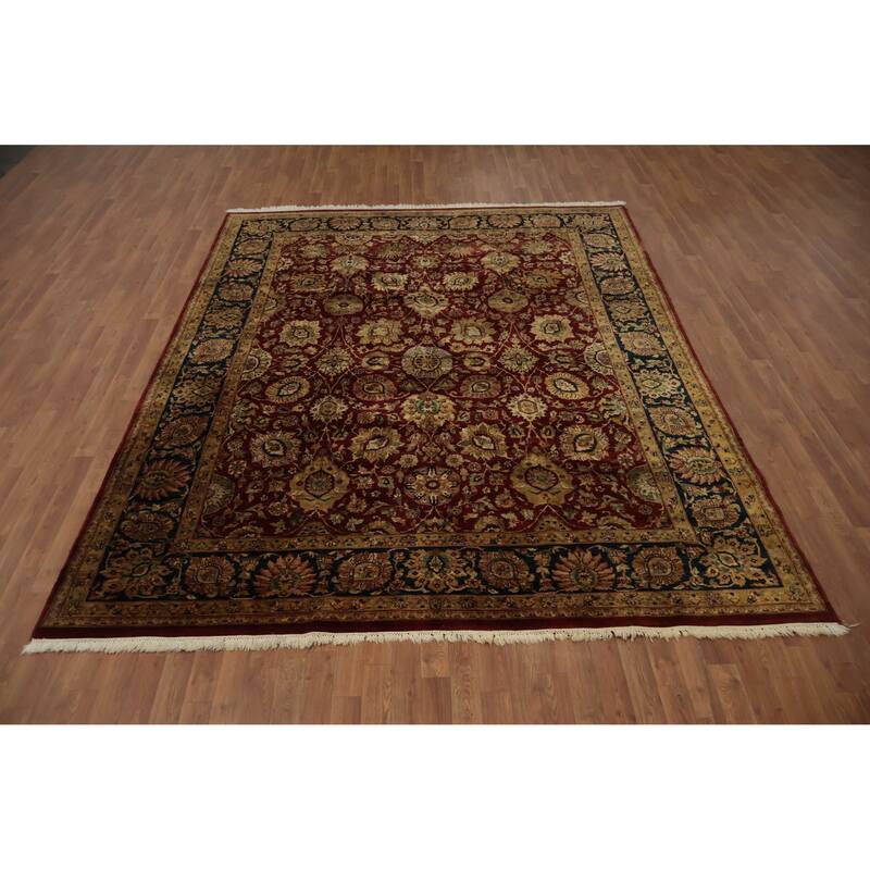 Hand Knotted Oriental 100% Wool Carpet Traditional All-Over Red Agra Area Rug - 10' 0'' X 8' 0''