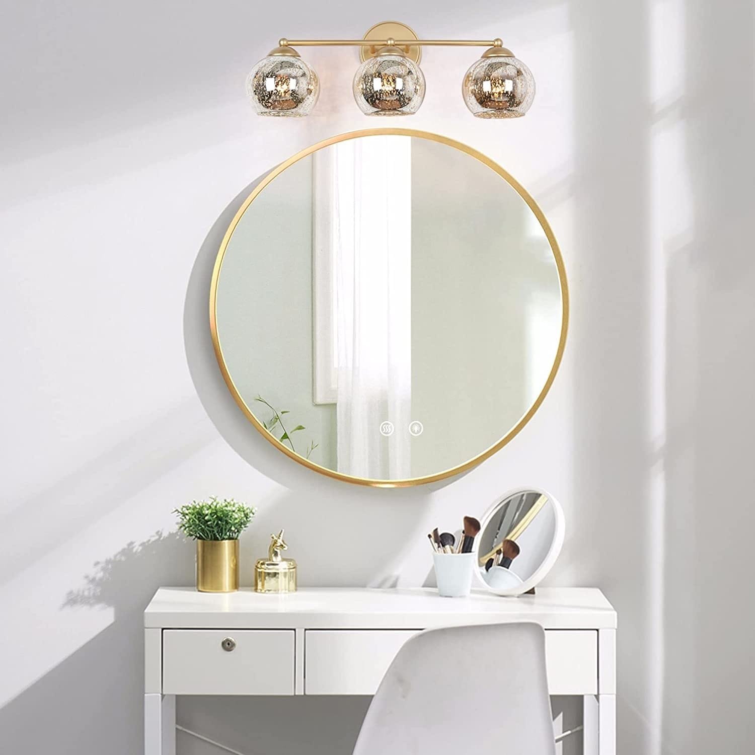 Mercury glass deals bathroom vanity light