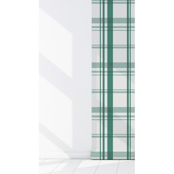 Urban Tartan Emerald Vinyl Peel & Stick Wallpaper - Overstock - 33110453