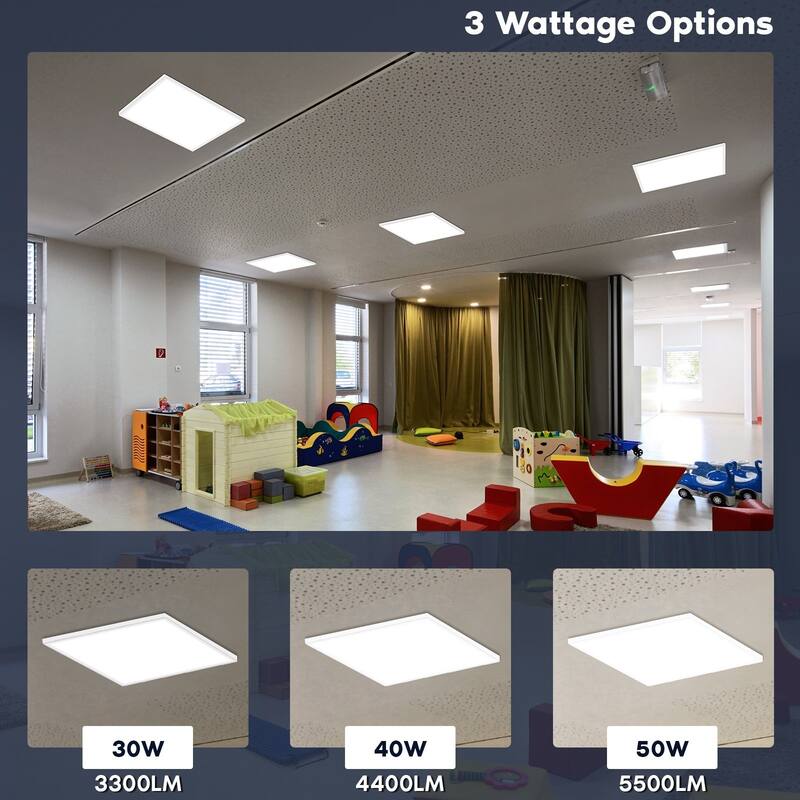LUXRITE 2x2 Slim Surface Mount Panel Light 5CCT Dimmable 3300/4400/5500 Lumens 30/40/50W Edge Lit 4 Pack