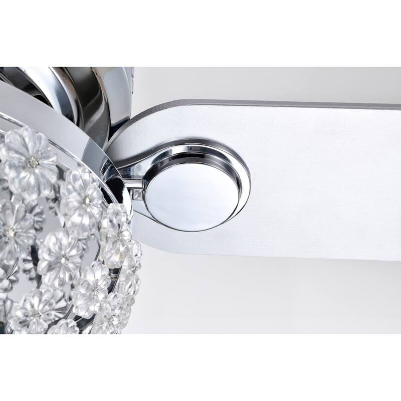 Chrome Finish 52 Inch Modern Crystal Ceiling Fan with Remote