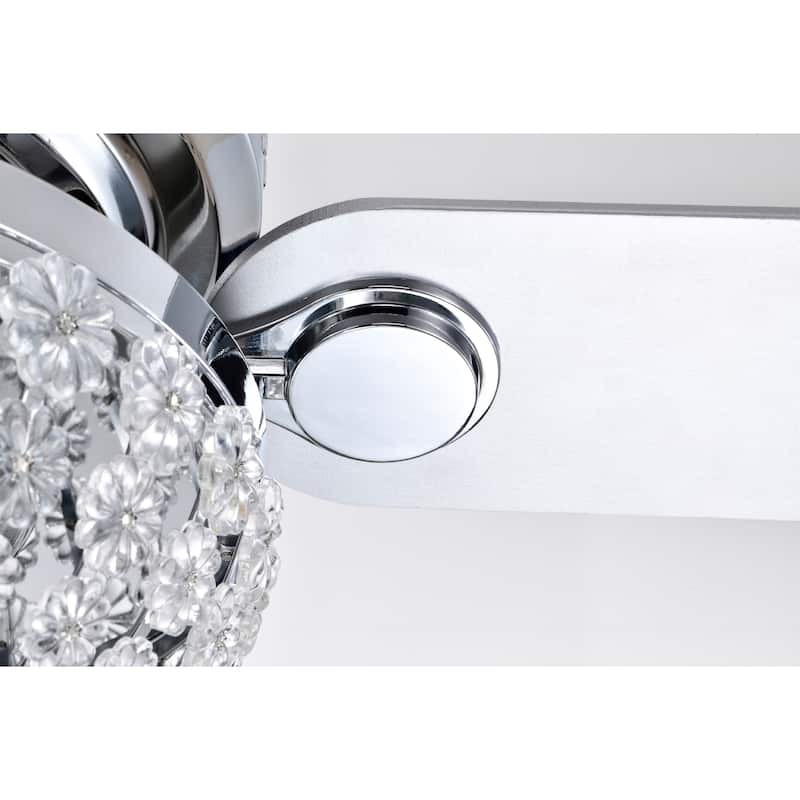 Itzel 52 Inch Modern Chrome Finish Crystal Ceiling Fan with Remote - N/A