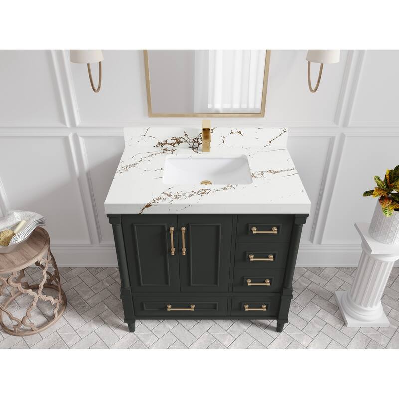 Willow Collections 36 in. W x 22 in. D Aberdeen Center Sink Left Bathroom Vanity with Countertop