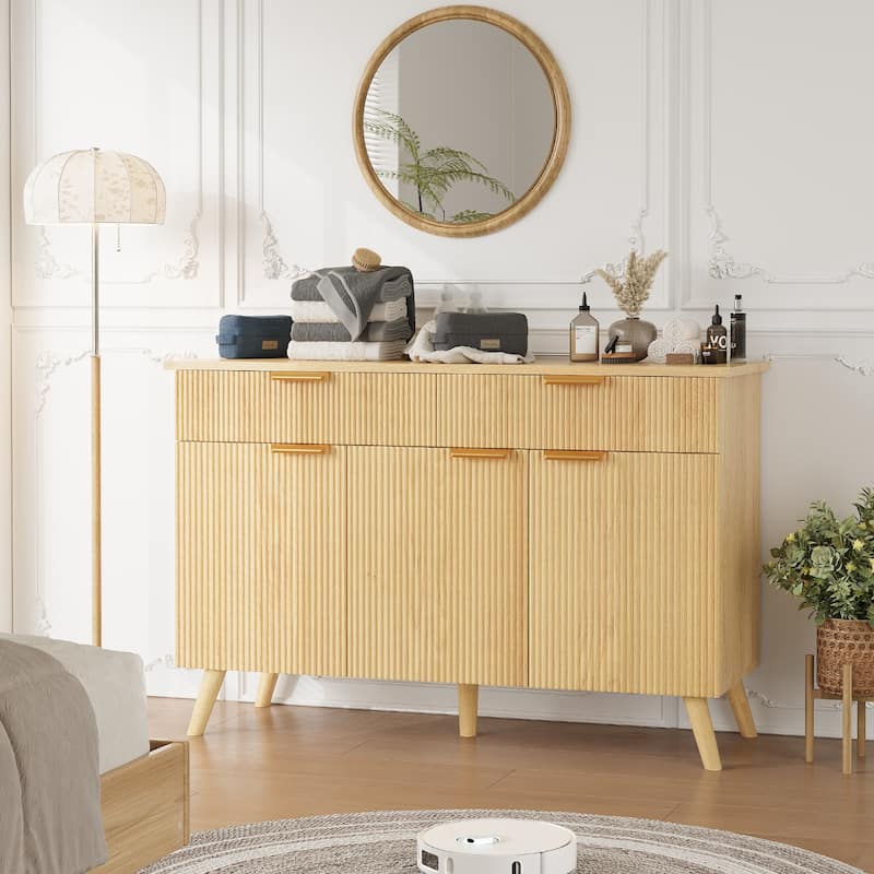 Gymojoy Sideboard Buffet Cabinet Storage, Modern Buffet with 3 Doors & 2 Drawers, Adjustable Shelves for Kitchen, Living Room