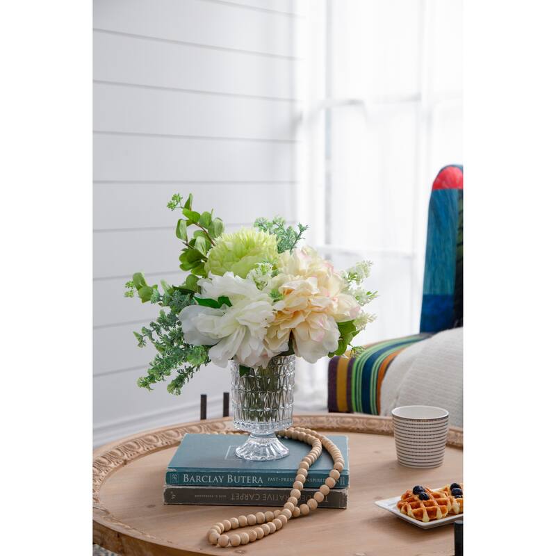 Artificial Peony Flowers 14 Inch White and Pink 4 Pack Real Touch - White+Pink