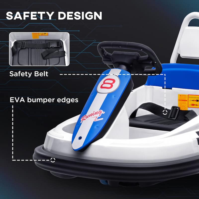 Aosom Bumper Car for Kids, 360° Rotation 6V Electric Ride on Bumper