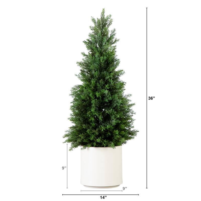 Potted Cedar Artificial Tree - 3' - Green and White