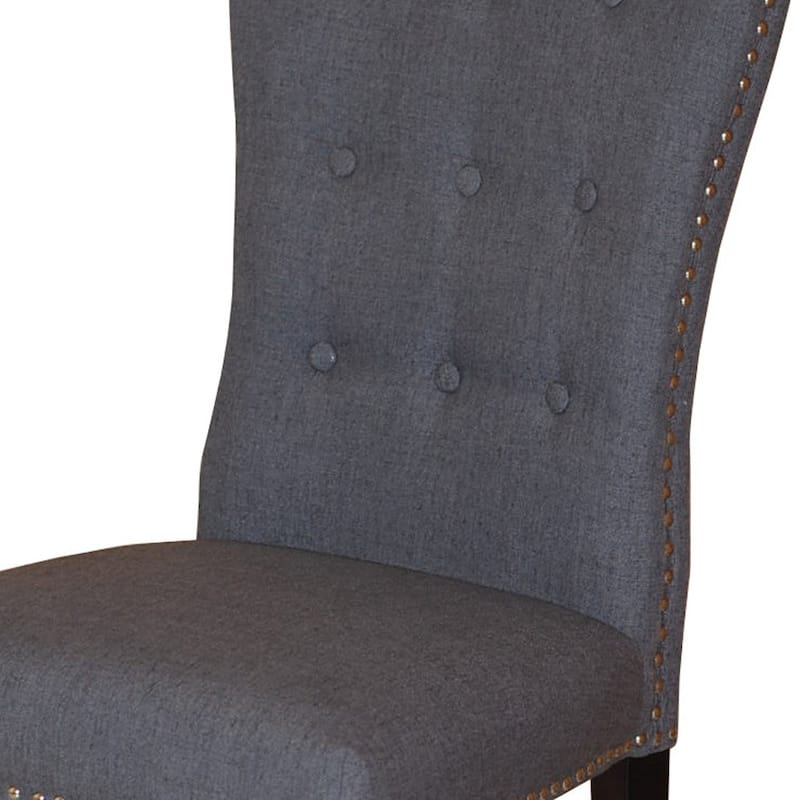 HomeRoots Set of Two Gray and Brown Fabric And Wood Dining Side Chairs - 18 in. x 40 in. x 24 in.