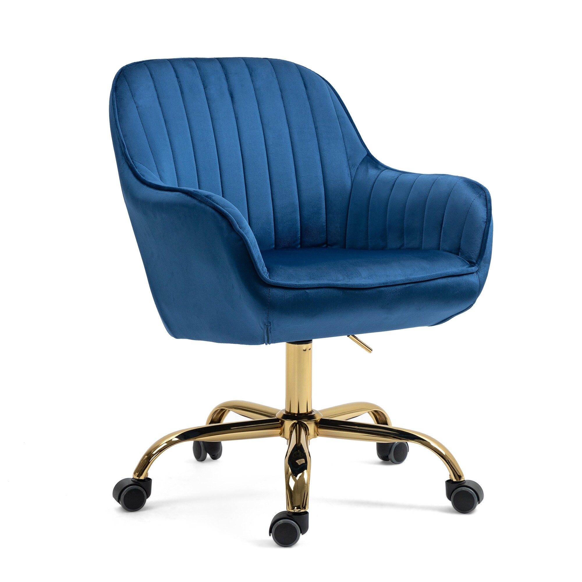 Velvet Swivel Office Chair with Adjustable Height Armrests