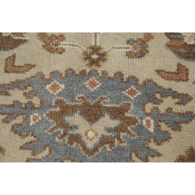 Geometric Oushak Indian Area Rug Hand-Knotted Wool Carpet - 8'0" x 9'9"